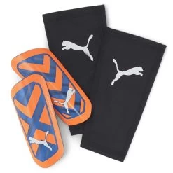 Puma ULTRA Flex Sleeve Fußball Schienbeinschoner Unisex Orange Blau Glimmer