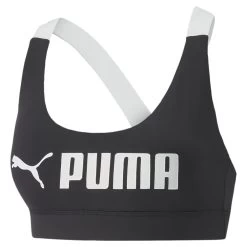 Puma Fit Mid Support Trainings-BH Damen Schwarz Weiß