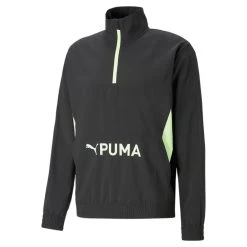 Puma Fit Woven Half-Zip Trainingsjacke Herren Schwarz Fizzy Lime