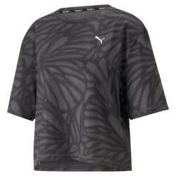 Puma Train Favourite Printed Training Crop T-Shirt Damen Schwarz Marble