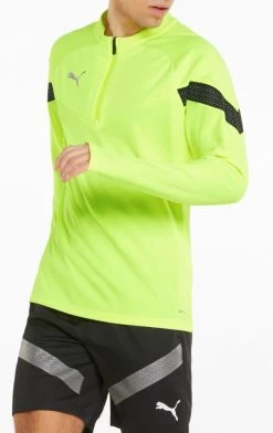 Puma TeamFINAL Herren Training 1/4 Zip Pullover Neon Gelb Schwarz -Sportbekleidung Geschäft 657375 22 D