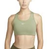 Nike Swoosh Sport-BH Damen Olive Weiß