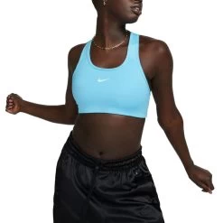 Nike Swoosh Sport-BH Damen Türkis Weiß