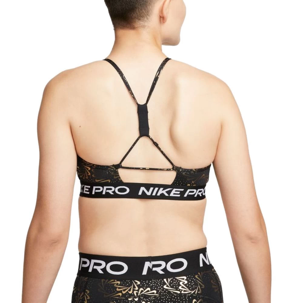 Nike Pro Indy Träger-Sport-BH Mit Polster Damen Schwarz Gold 4 Nike Pro Indy Träger-Sport-BH Mit Polster Damen Schwarz Gold – Bild 2