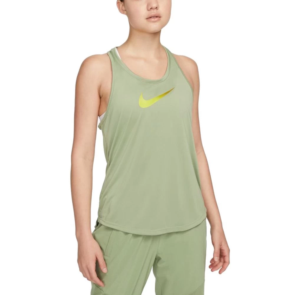 Nike Dri-FIT One Swoosh Tanktop Damen Oli Grün Gold 3 Nike Dri-FIT One Swoosh Tanktop Damen Oli Grün Gold