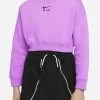 Nike Air French Terry-Hoodie Im Crop-Design Kinder Rush Fuchsia Schwarz
