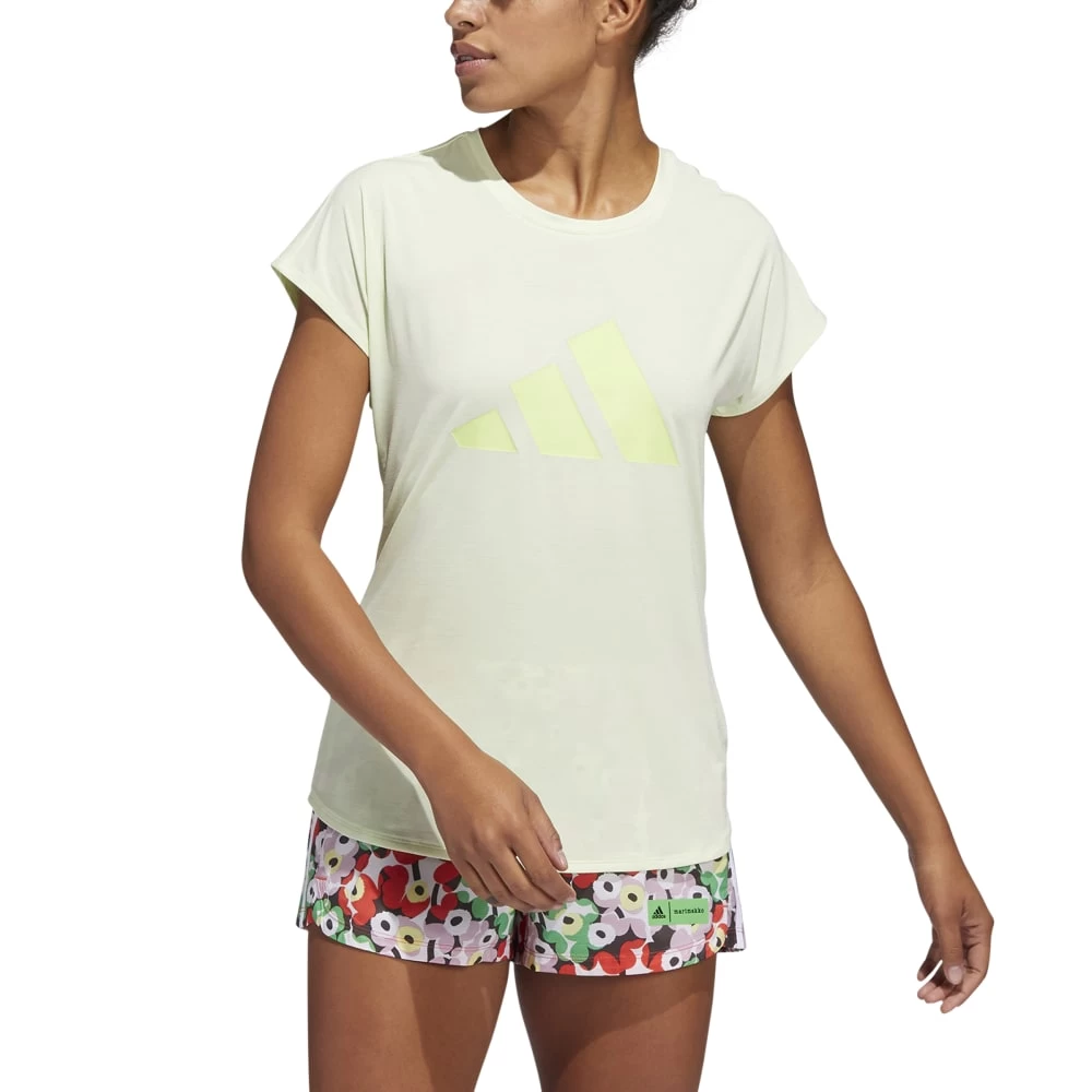 Adidas 3-Streifen Training T-Shirt Damen Lime Gelb 4 Adidas 3-Streifen Training T-Shirt Damen Lime Gelb – Bild 2