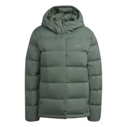 Adidas Helionic Hooded Daunenjacke Damen Grün Oxide