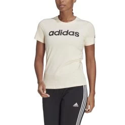 Adidas Essentials Slim Logo T-Shirt Damen Beige -Sportbekleidung Geschäft HL2052 RZmI9KHrQVM02Y