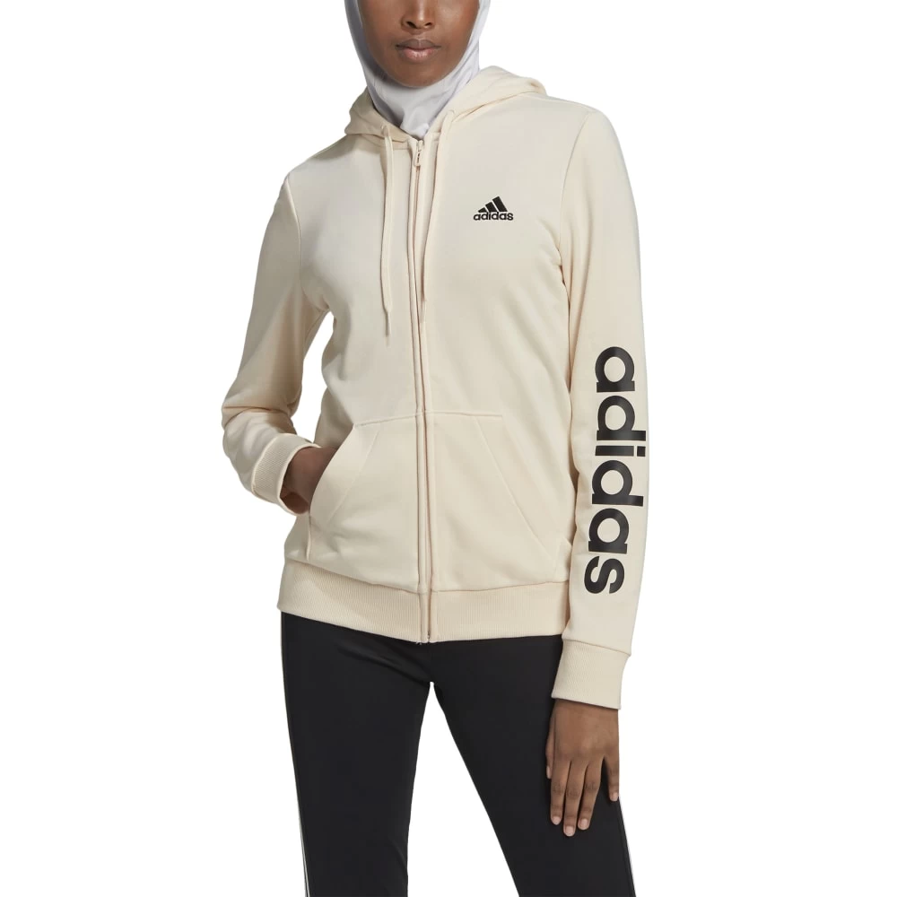 Adidas Essentials Logo Kapuzenjacke Damen Aluminium 4 Adidas Essentials Logo Kapuzenjacke Damen Aluminium – Bild 2