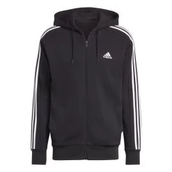 Adidas Essentials French Terry 3-Streifen Kapuzenjacke Herren Schwarz Weiß