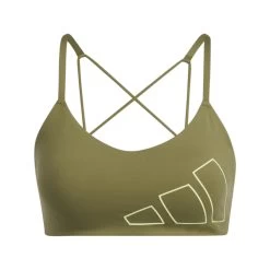 Adidas Aeroreact Training Light-Support Logo Sport-BH Damen Olive Gelb