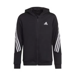 Adidas AEROREADY Primegreen 3-Streifen Kapuzenjacke Kinder Schwarz Weiß