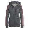 Adidas Essentials Fleece 3-Streifen Kapuzenjacke Damen Grau Coral -Sportbekleidung Geschäft adidas essentials fleece 3 streifen kapuzenjacke damen grau coral hm1900