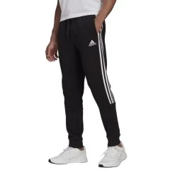 Adidas Essentials Fleece TC 3-Streifen Hose Herren Schwarz Weiß