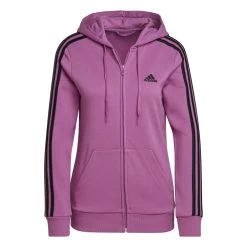 Adidas Essentials French Terry 3-Streifen Kapuzenjacke Damen Lila