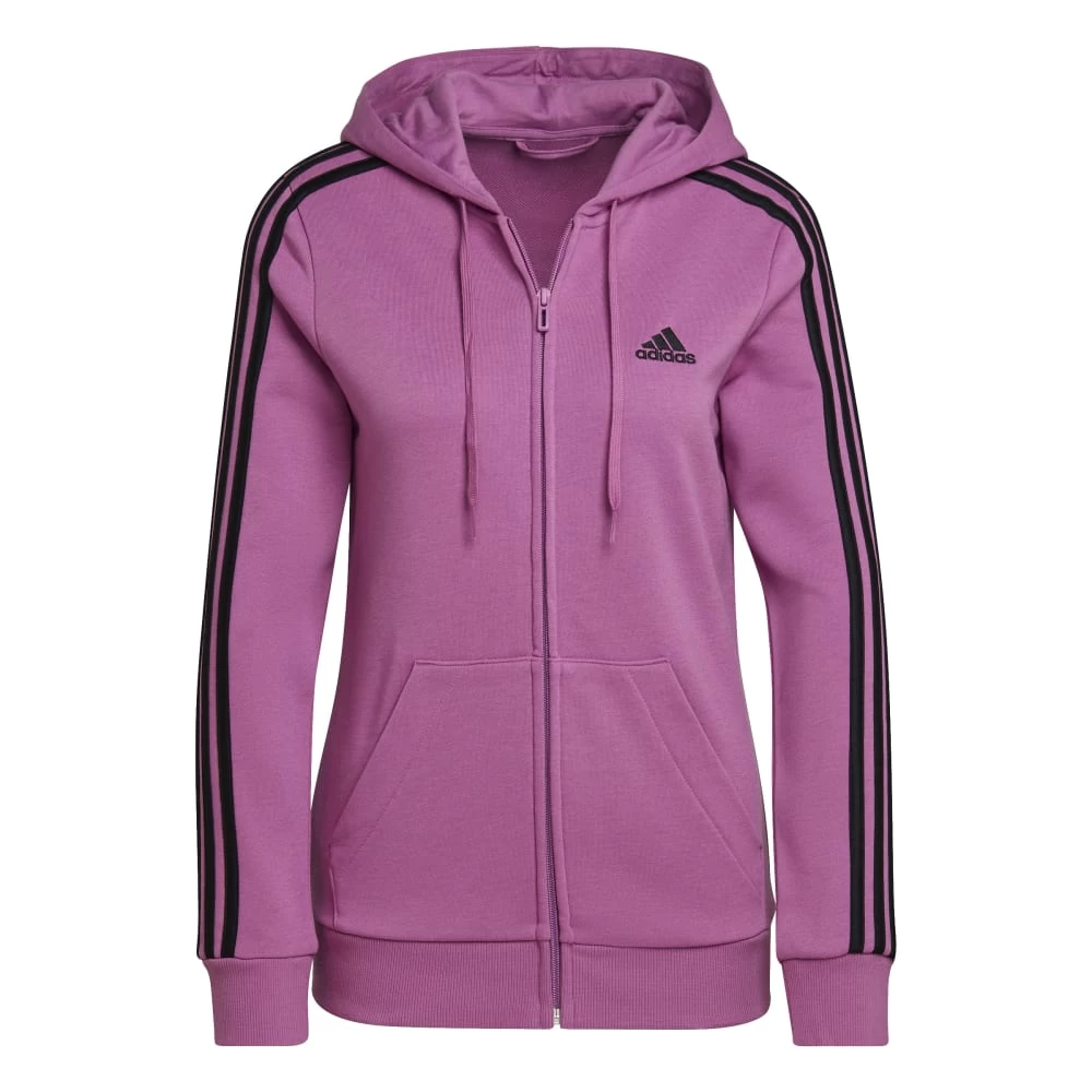 Adidas Essentials French Terry 3-Streifen Kapuzenjacke Damen Lila 3 Adidas Essentials French Terry 3-Streifen Kapuzenjacke Damen Lila