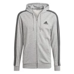 Adidas Essentials French Terry 3-Streifen Kapuzenjacke Herren Grau