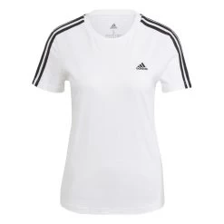Adidas Essentials Slim 3-Streifen T-Shirt Damen Weiß Schwarz