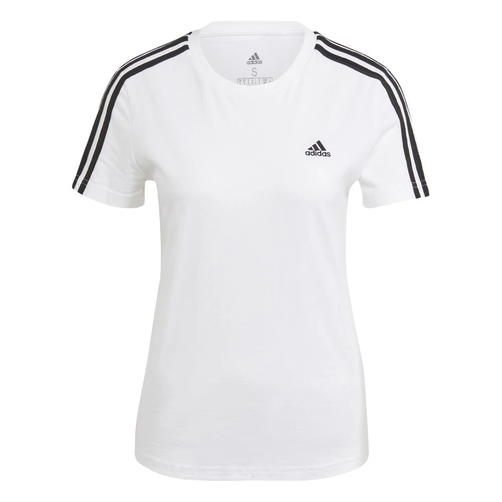 Adidas Essentials Slim 3-Streifen T-Shirt Damen Weiß Schwarz 3 Adidas Essentials Slim 3-Streifen T-Shirt Damen Weiß Schwarz
