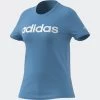 Adidas Essentials Slim Logo T-Shirt Damen Blau Weiß