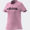 Adidas Essentials Slim Logo T-Shirt Damen Pink Schwarz