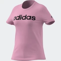 Adidas Essentials Slim Logo T-Shirt Damen Pink Schwarz