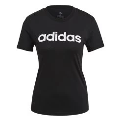 Adidas Essentials Slim Logo T-Shirt Damen Schwarz