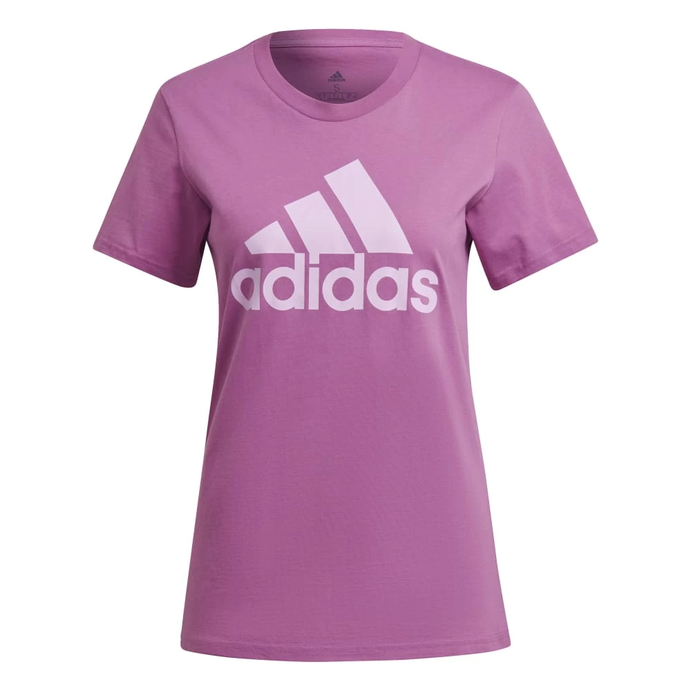 Adidas Loungewear Essentials Logo T-Shirt Damen Lila Weiß 3 Adidas Loungewear Essentials Logo T-Shirt Damen Lila Weiß