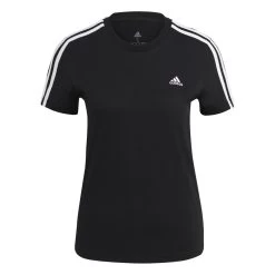 Adidas LOUNGEWEAR Essentials Slim 3-Streifen T-Shirt Damen Schwarz