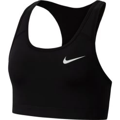 Nike Damen Swoosh Sport-BH Mit Mittlerem Halt Schwarz Weiß