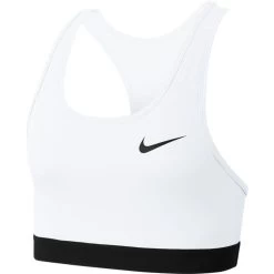 Nike Damen Swoosh Sport-BH Mit Mittlerem Halt Weiß Schwarz