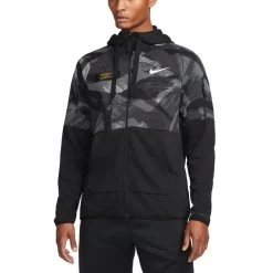 Nike Dri-Fit Fleece Camo Hoodie Herren Schwarz Grau