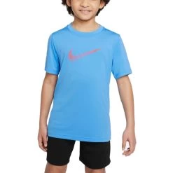 Nike Dri-FIT Kurzarm-Trainingsoberteil Kinder Türkis Rot