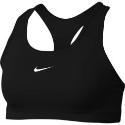 Nike Dri-FIT Swoosh Sport-BH Damen Schwarz Weiß