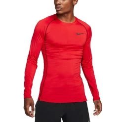Nike Pro Dri-FIT Langarm-Oberteil Herren Rot Schwarz