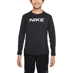 Nike Pro Dri-FIT Langarm-Oberteil Kinder Schwarz Weiß