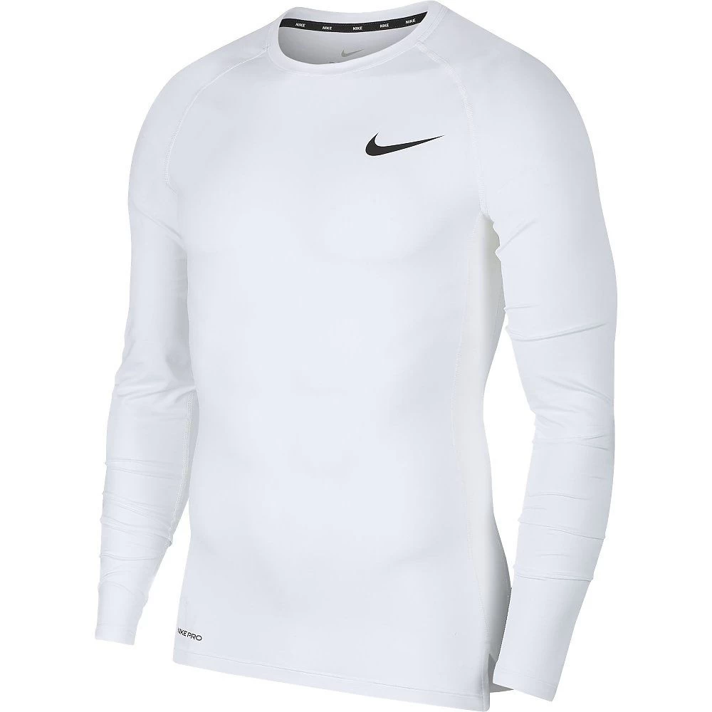 Nike Pro Herren Langarm-Shirt Mit Enger Passform Weiß Schwarz 3 Nike Pro Herren Langarm-Shirt Mit Enger Passform Weiß Schwarz