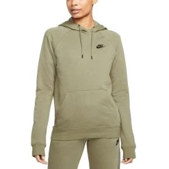 Nike Sportswear Essential Fleece-Hoodie Damen Olive Schwarz