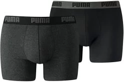 Puma Basic Boxershorts 2er Pack Herren Dunkelgrau Schwarz