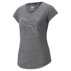 Puma Favourite Heather Cat Trainings-T-Shirt Damen Grau Pink