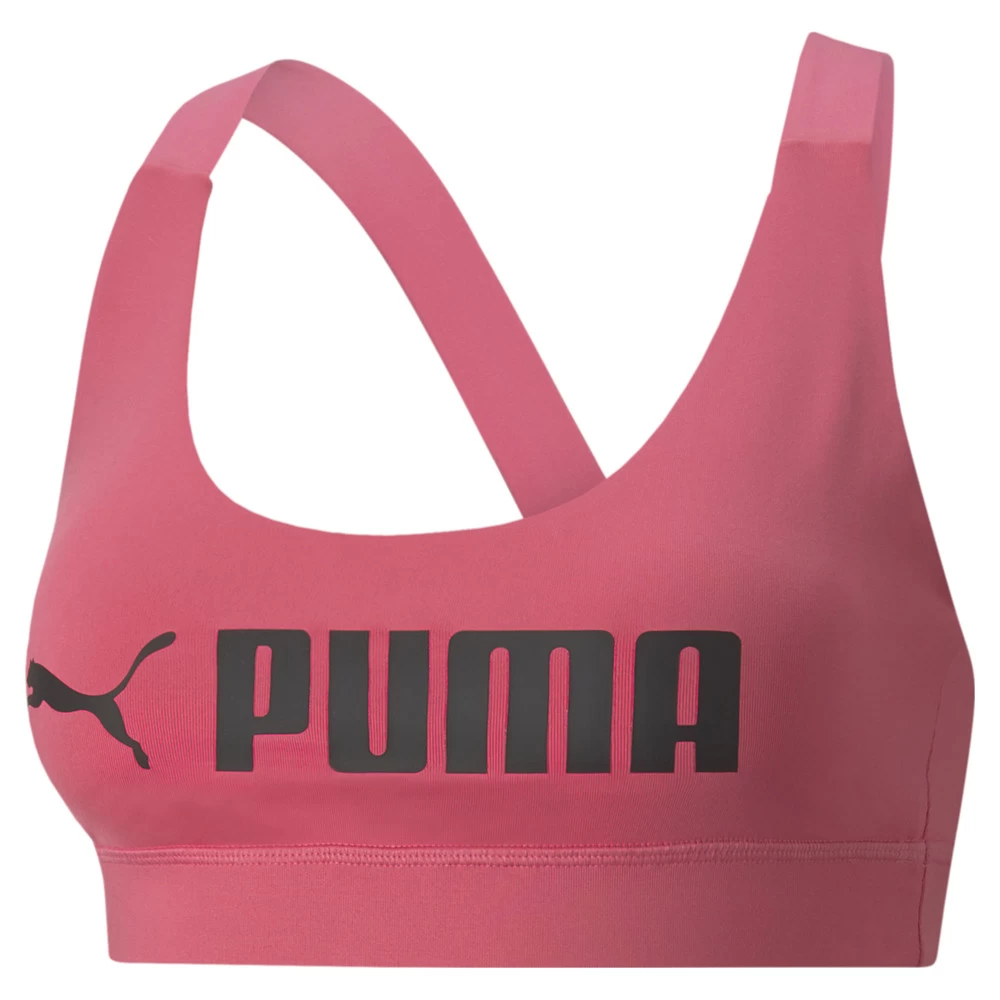 Puma Fit Mid Impact Trainings-BH Damen Pink Schwarz 3 Puma Fit Mid Impact Trainings-BH Damen Pink Schwarz