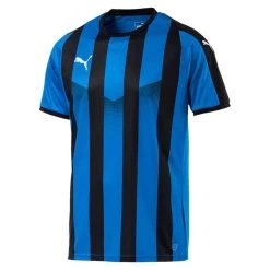 Puma Fußball Liga Striped Trikot Streifen Herren Kurzarmshirt Blau Schwarz