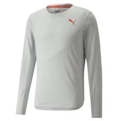 Puma Logo Trainings-T-Shirt Langarm Herren Grau